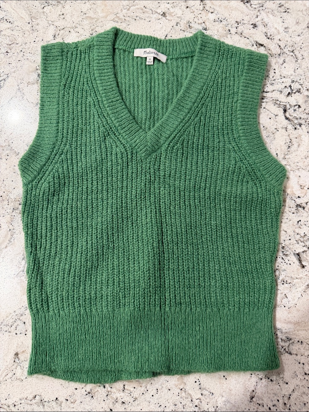 Madewell Green V-Neck Knit Sweater Vest